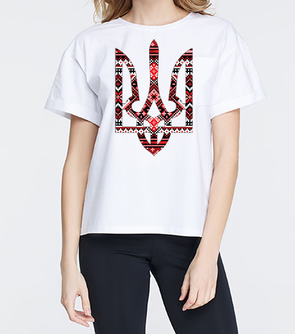

Футболка жіноча Файна крамничка "Тризуб вишиванка" Білий XXXL (53000-470)
