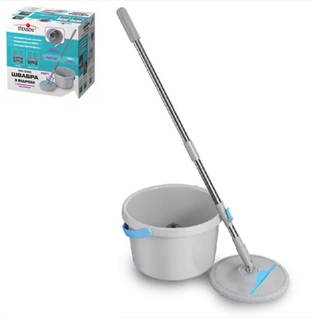 

Швабра с отжимом для пола и окон Flat Mop Stenson MH-3366 круглая с микрофиброй