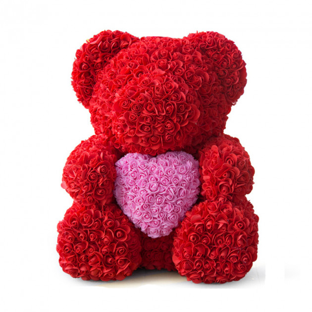 

Мишка из алых 3D роз Bear Flowers 40 см медведь Тедди Красный (1340)