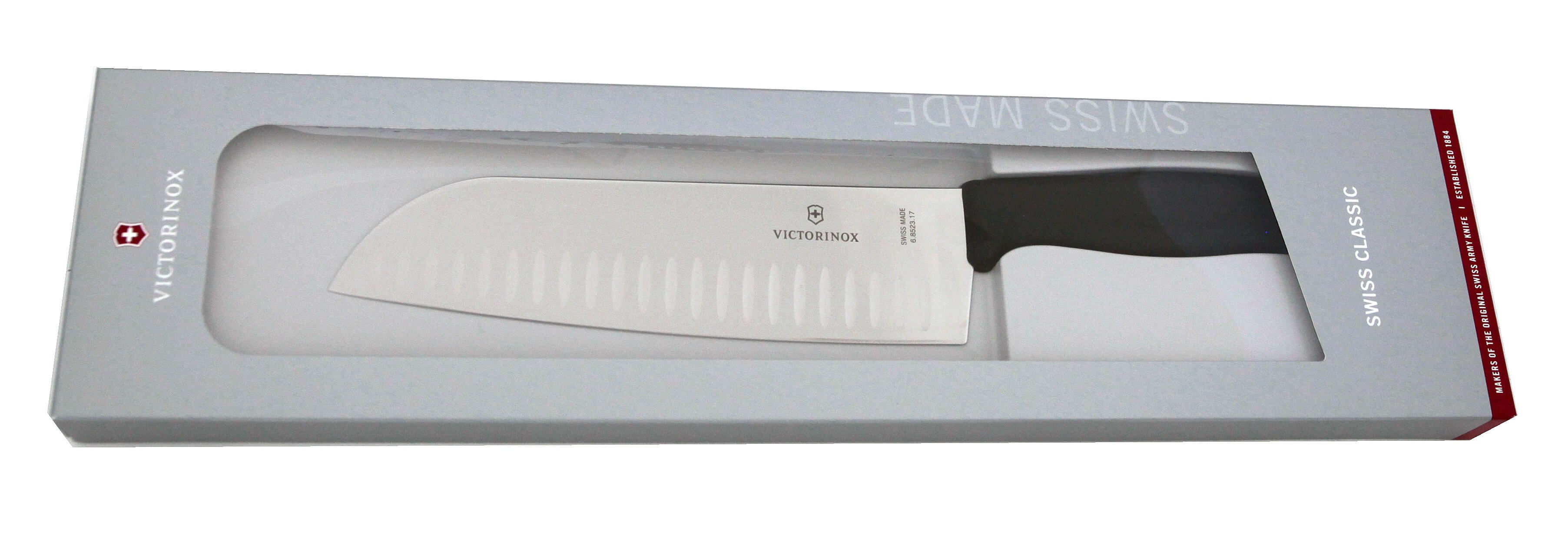 

Кухонный нож SwissClassic Santoku 17см рифл. с черн. ручкой (GB)