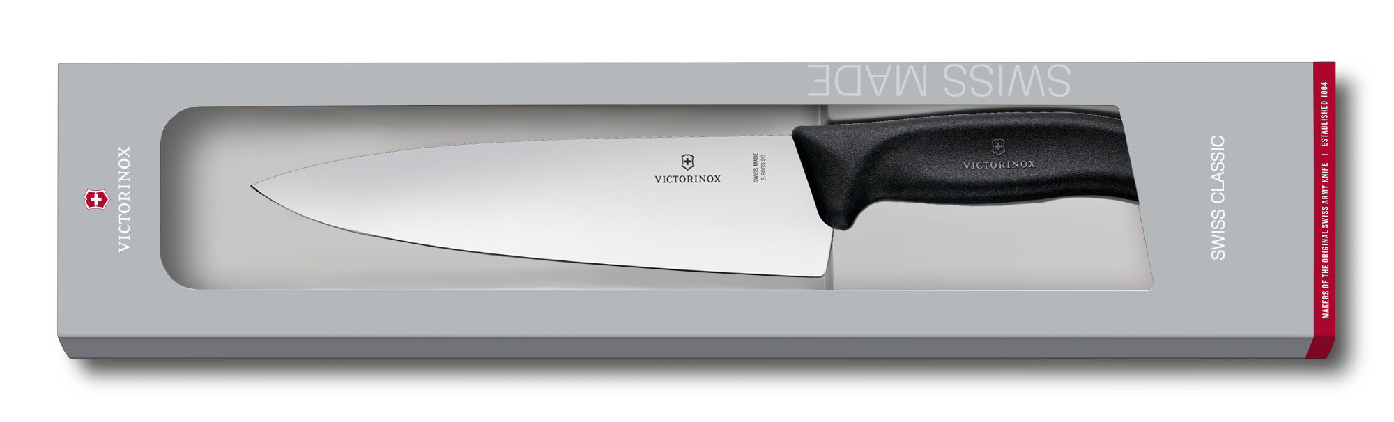 

Кухонный нож SwissClassic Carving 20см широк. с черн. ручкой (GB)