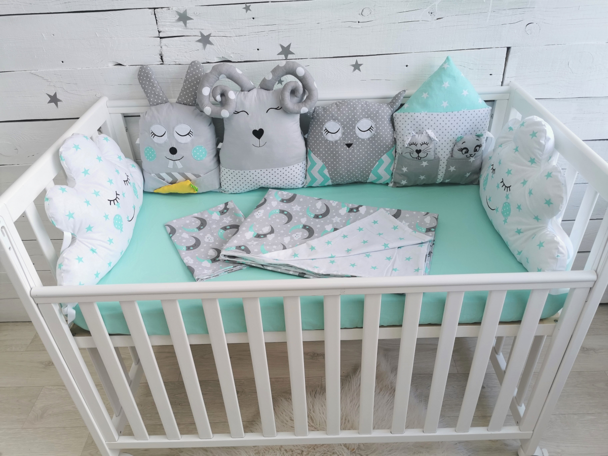 

Детский постельный набор постель с бортиками в кроватку Лесные жители MoonTime 120*60 см