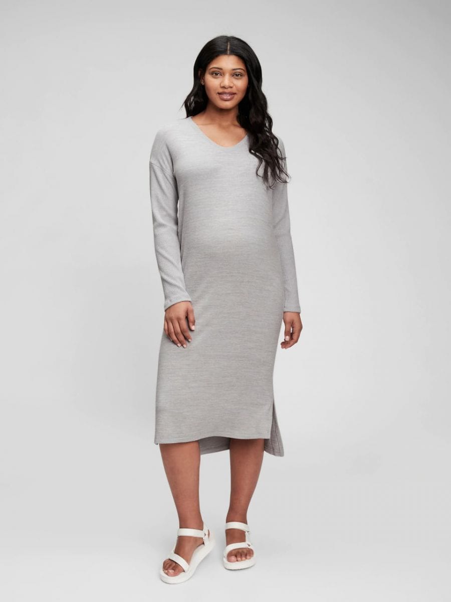 Акція на Сукня-футболка для вагітних міді осіння жіноча GAP 660223294 XL Срібляста від Rozetka
