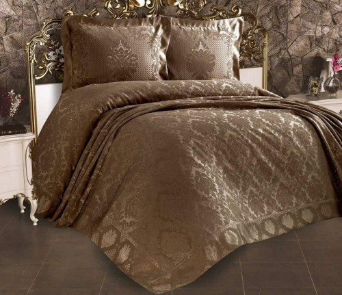 

Покрывало жаккардовое с наволочками Zeron Sonil Venus Kahve 240x260