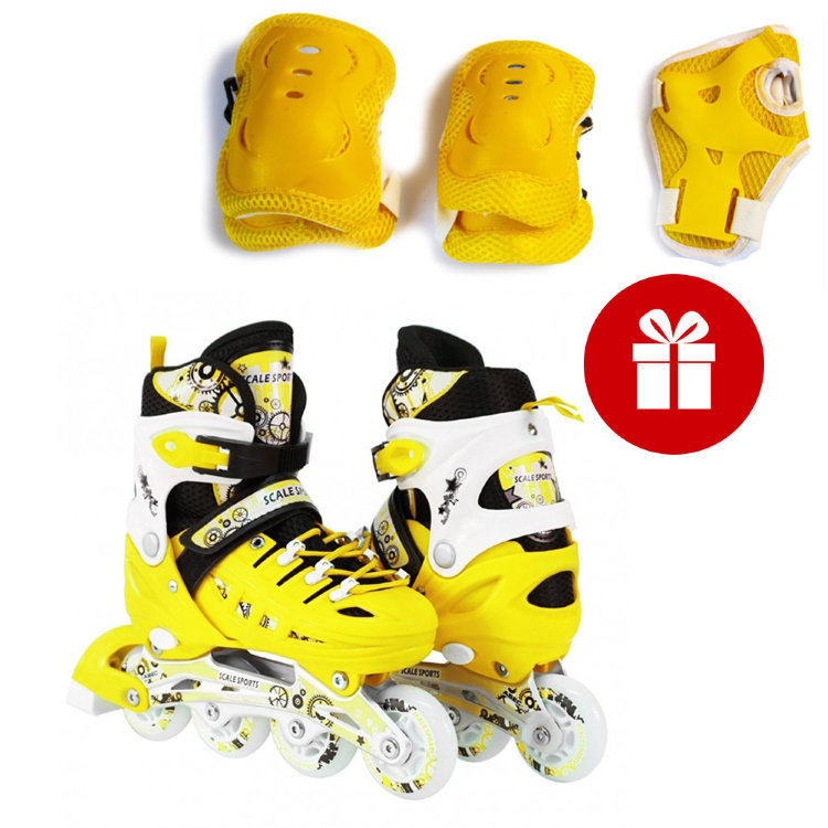 

Роликовые коньки Scale Sport SC04 желтый размер 34-37 + Комплект защиты в подарок!
