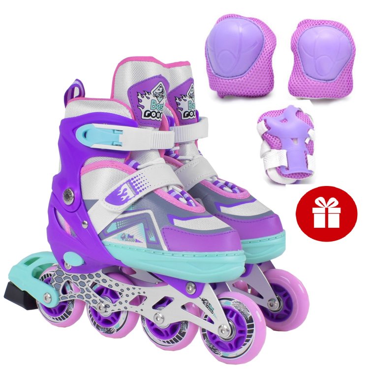 

Роликовые коньки Best Rollers A-258-V фиолетовый размер 34-37 + Комплект защиты в подарок!