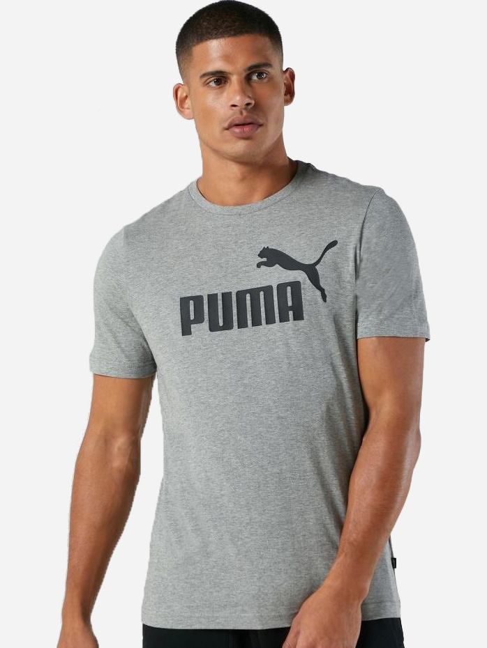 Акция на Футболка Puma Ess Logo Tee 58666603 S Medium Gray Heather от Rozetka