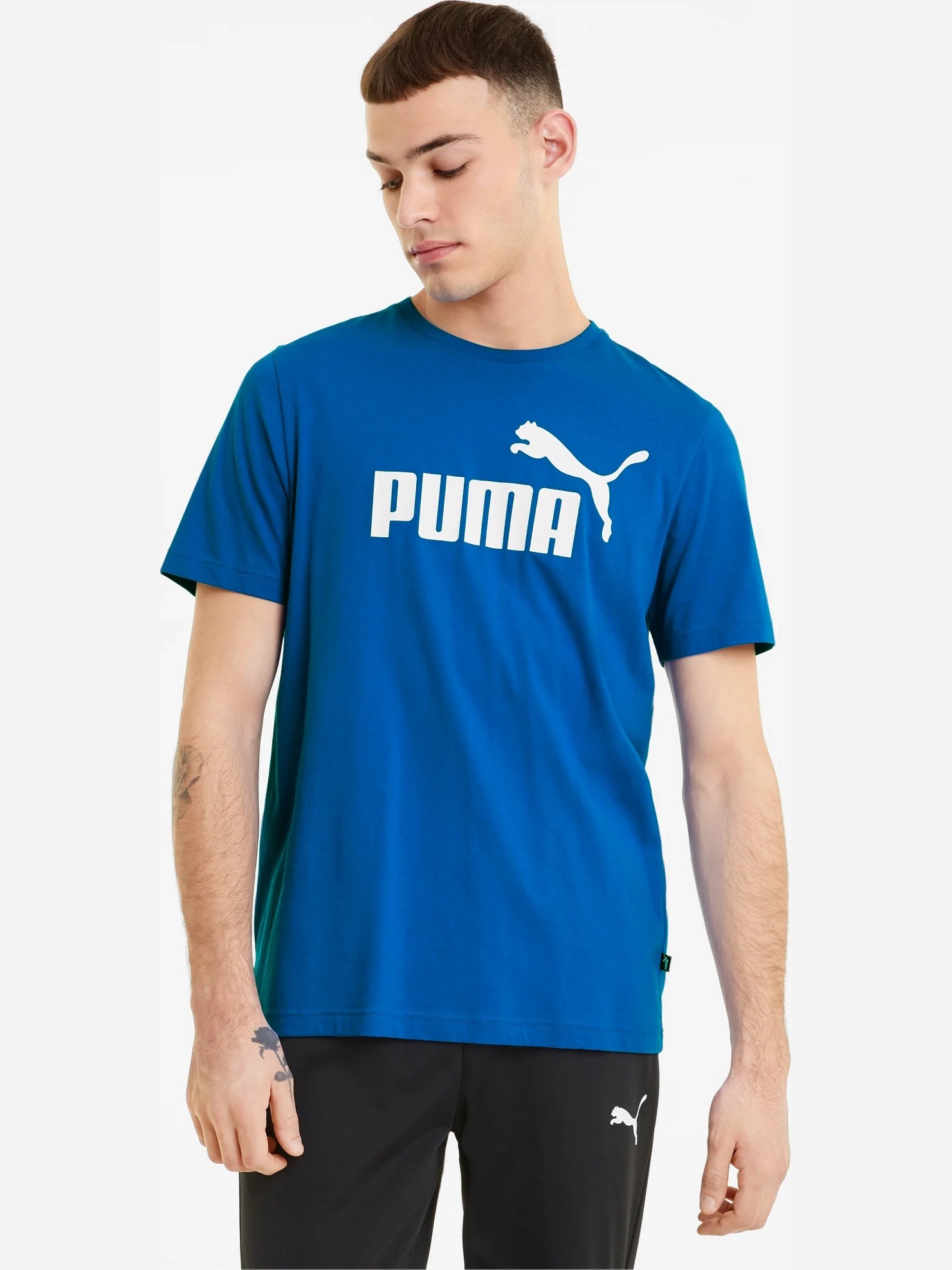 Акція на Футболка довга чоловіча Puma ESS Logo Tee 58666658 M Синя від Rozetka