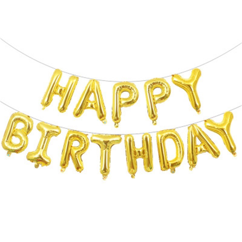 

Набор фольгированных шаров - гирлянда надпись HAPPY BIRTHDAY золото