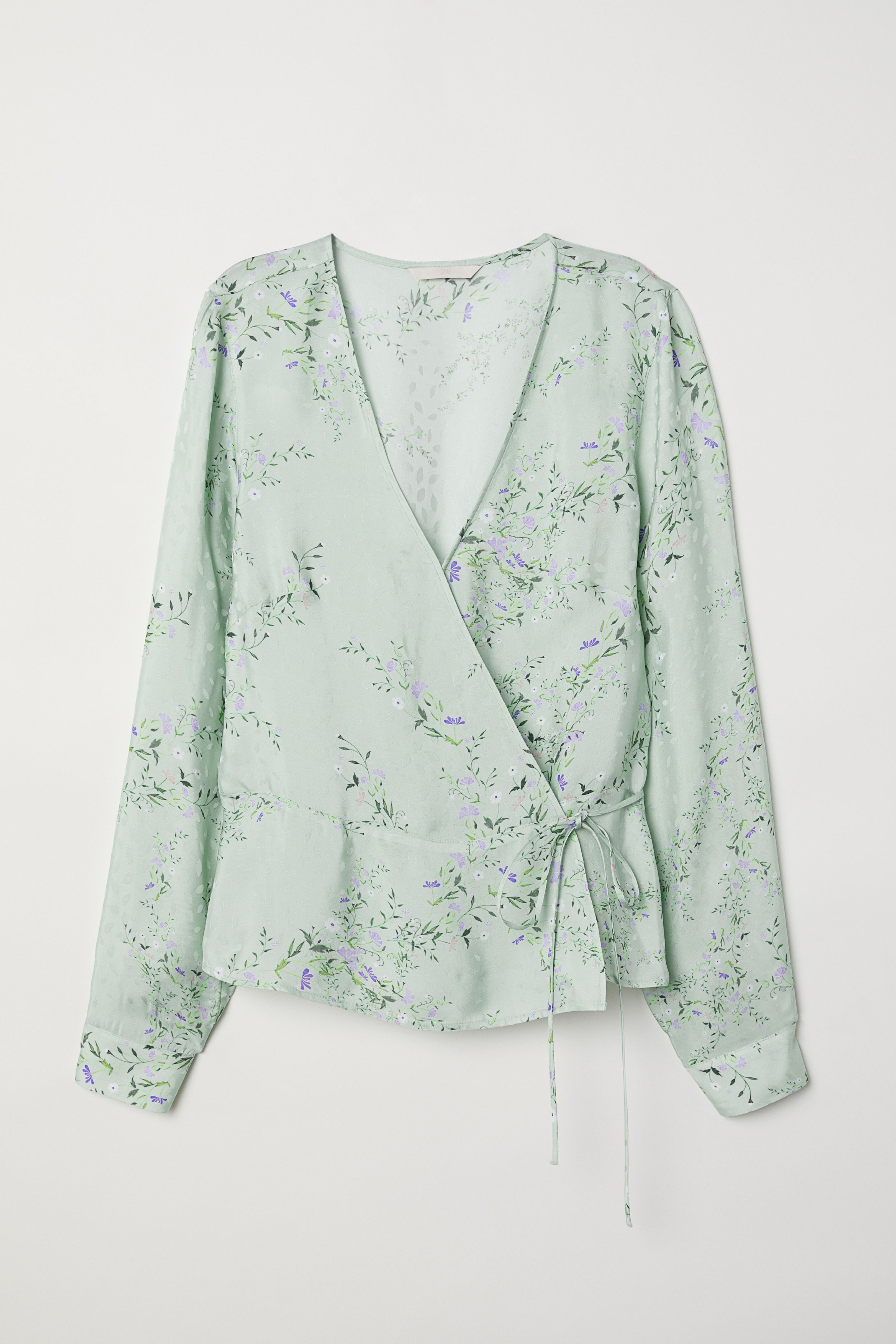 

Блуза H&M 34 светло зеленый цветы 6393317