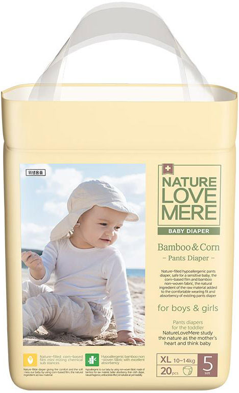 

Подгузники-трусики NatureLoveMere Bamboo&Corn размер XL 20 шт (8809402093304)