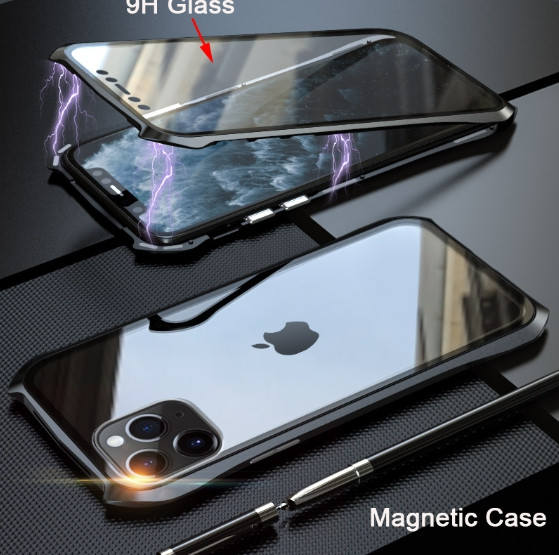 

Магнитный чехол со стеклянной передней и задней панелью для Iphone 11 Pro