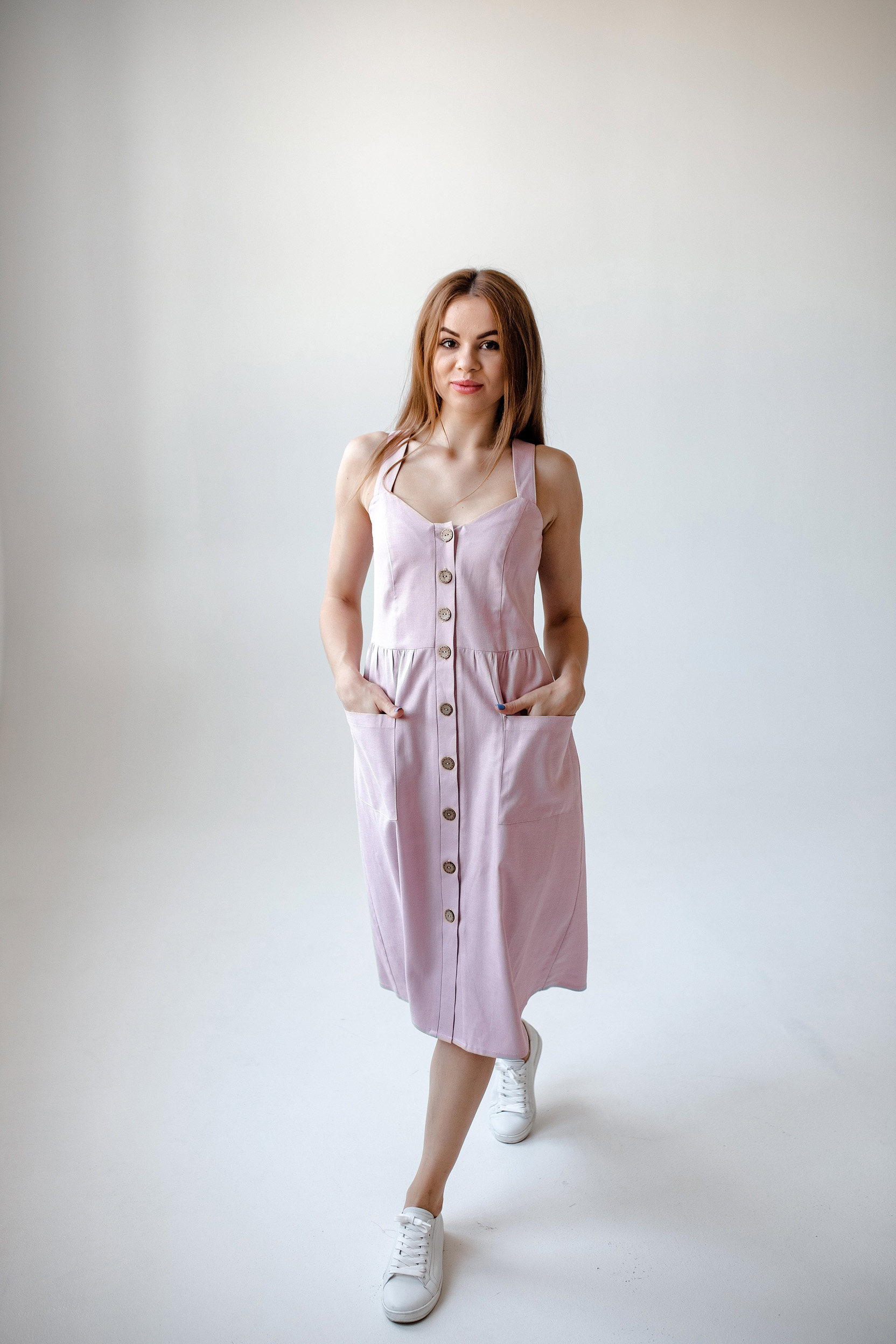 

Сарафан Wear me с накладными карманами S Пудра 1w/19/44