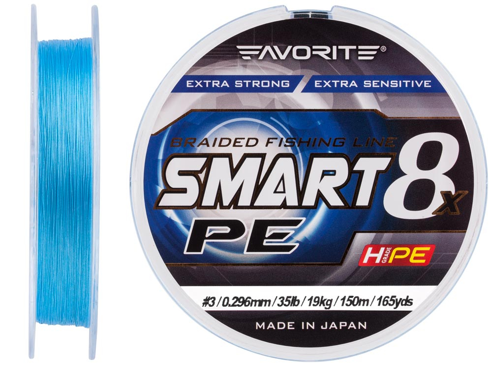 

Шнур Favorite Smart PE 8x 150м (sky blue) #3/0.296mm 35lb/19kg (арт.123416931078)