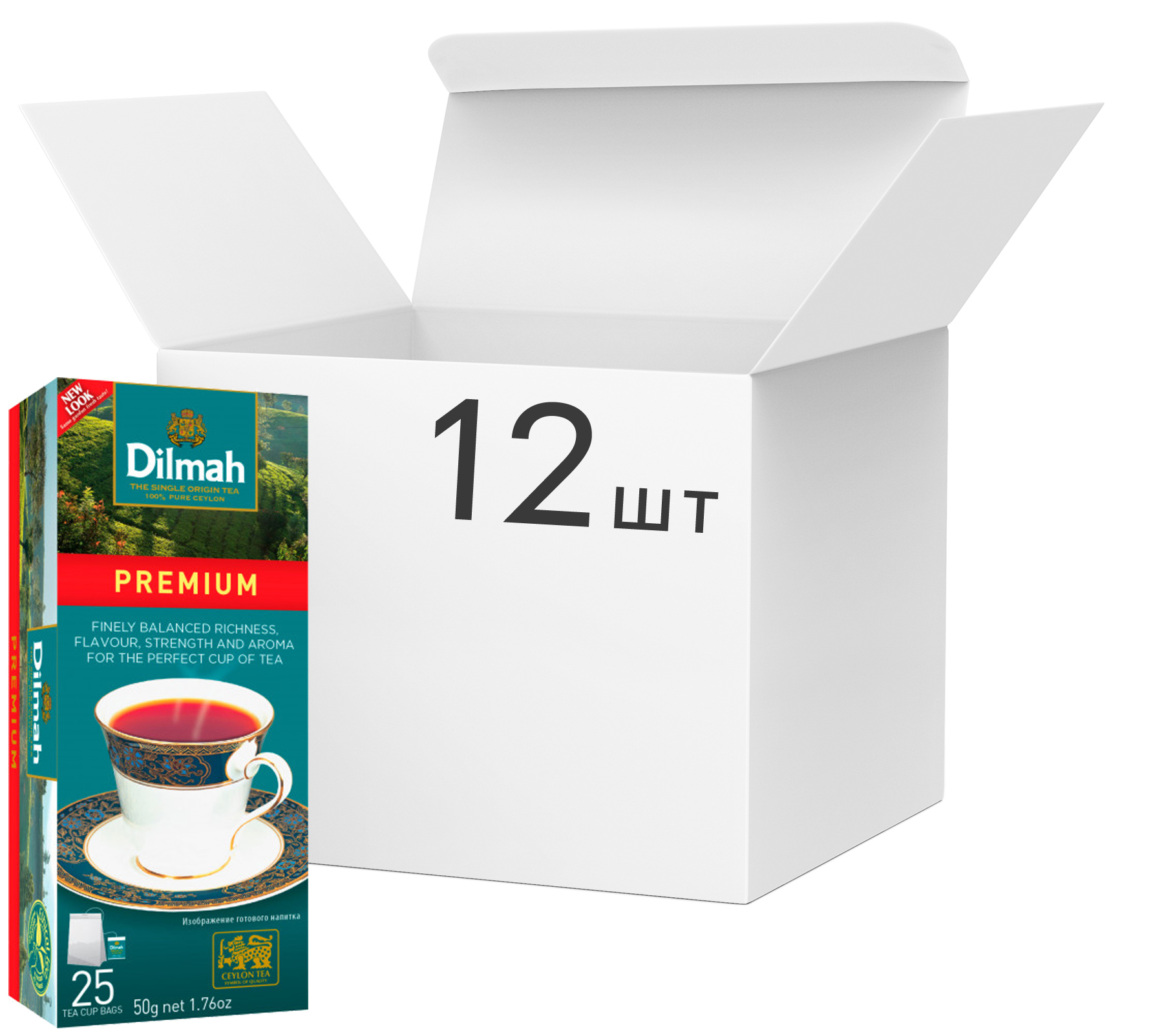 Акція на Упаковка чая Dilmah черного Премиум 12 пачек по 25 пакетиков (49312631142370) від Rozetka UA