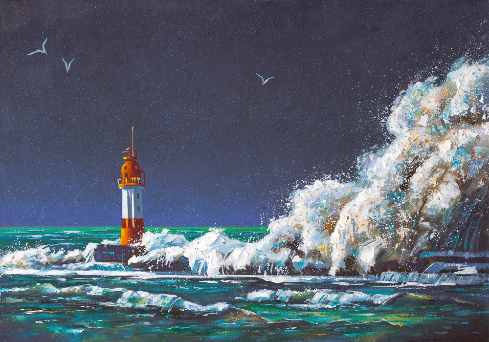 

Фотообои Море 'Маяк в море' (5713) , Гладь