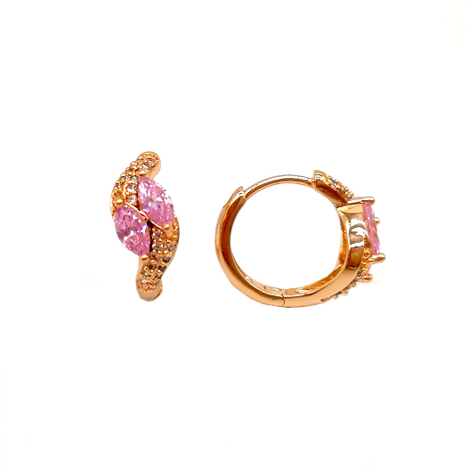 

Серьги Xuping из медицинского золота, розовые фианиты, позолота 18К, 23515