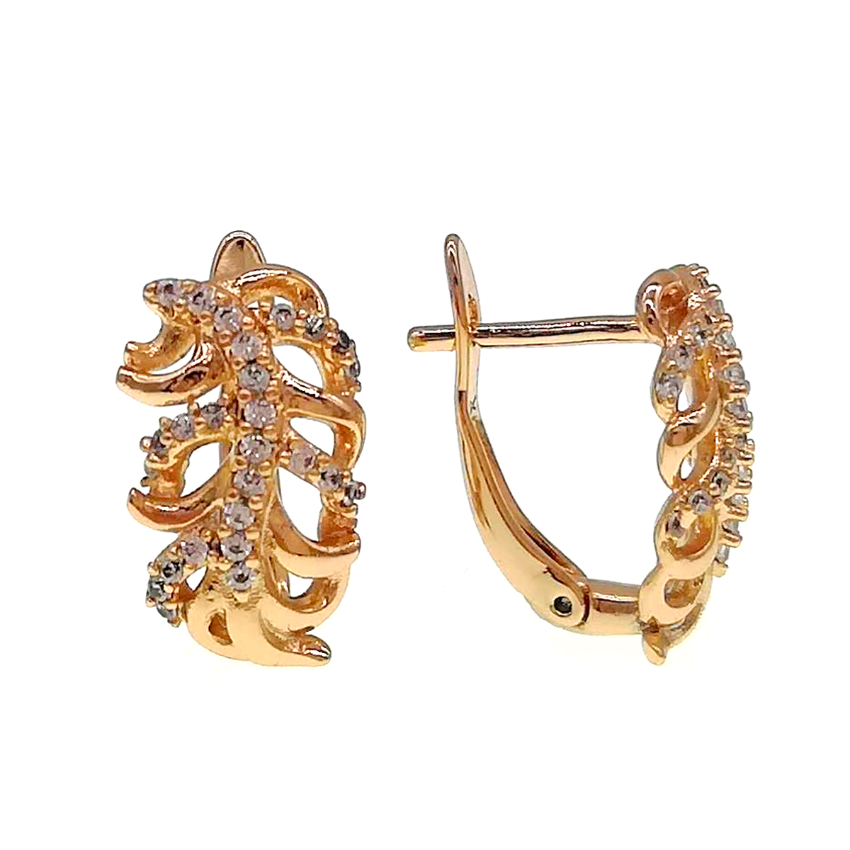 

Серьги Xuping из медицинского золота, белые фианиты, позолота 18K, 24534