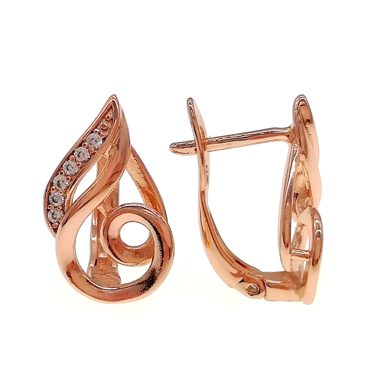 

Серьги Xuping из медицинского золота, белые фианиты, позолота PO, 24299