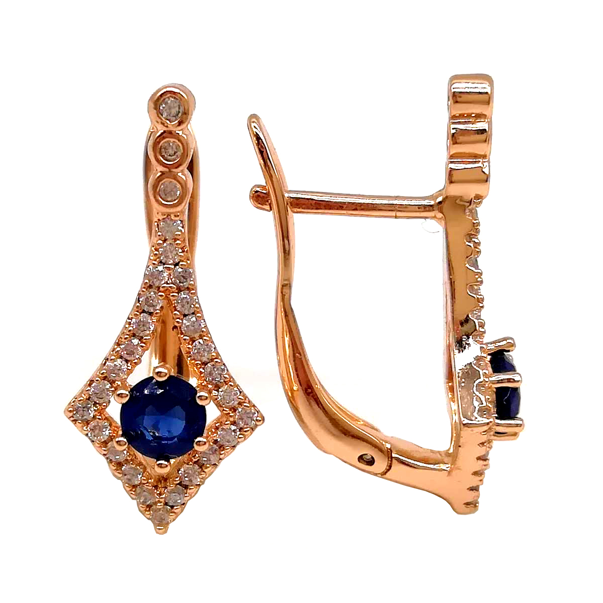 

Серьги Xuping из медицинского золота, синие фианиты, позолота 18К, 23462