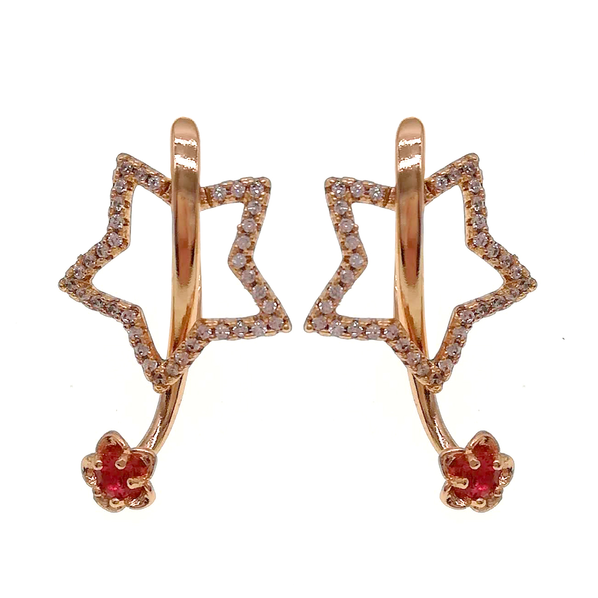 

Серьги Xuping из медицинского золота, красные фианиты, позолота 18К, 23481