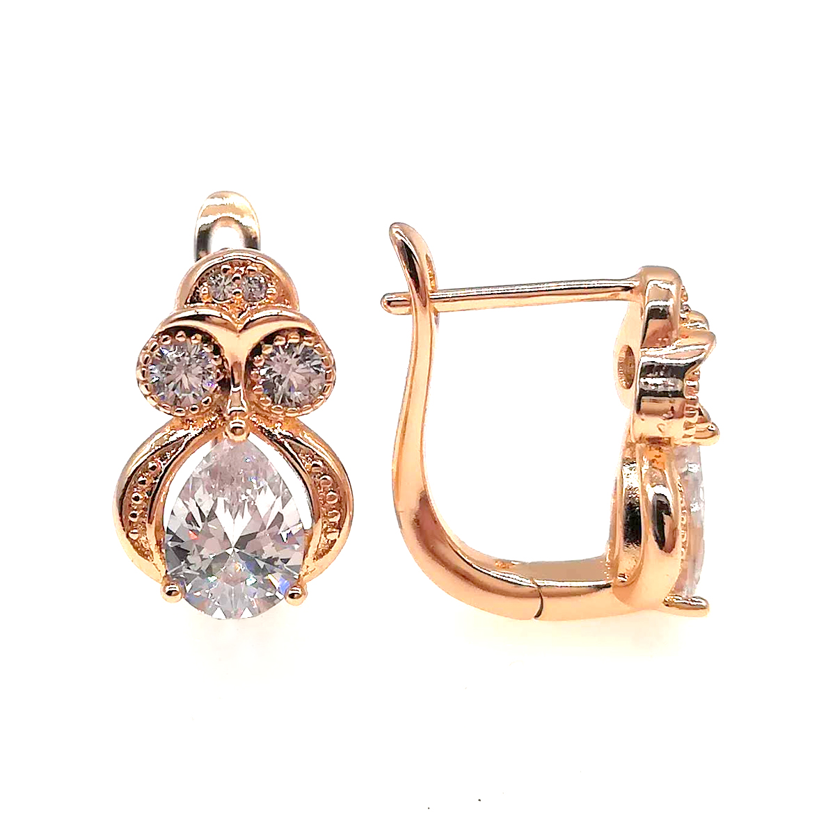 

Серьги Xuping из медицинского золота, белые фианиты, позолота 18К, 23710