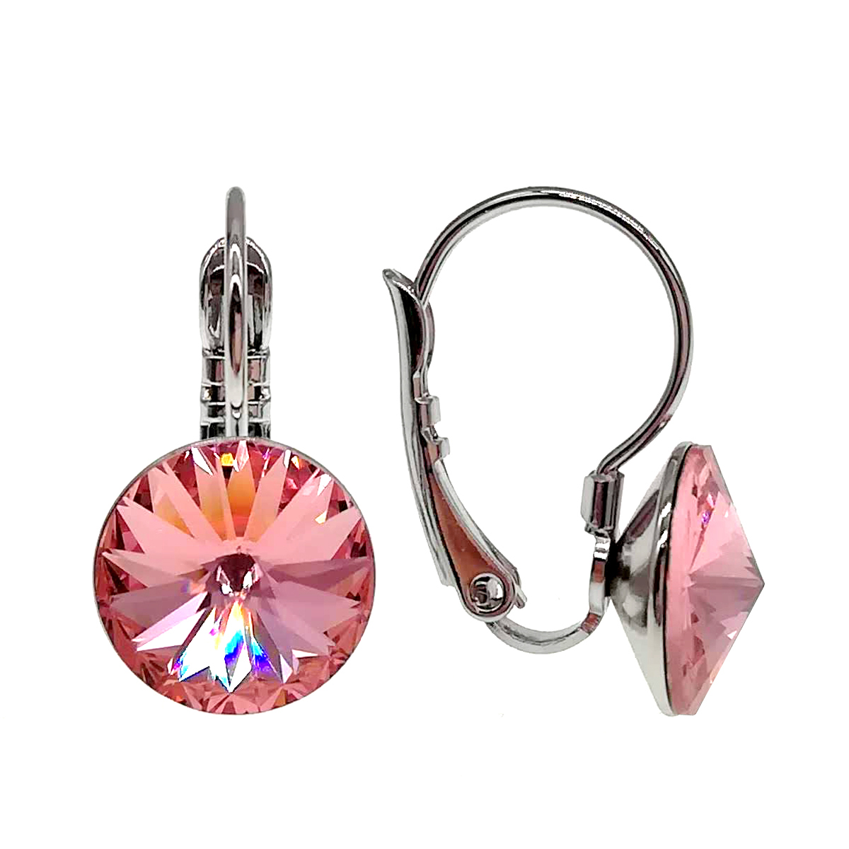 

Серьги Xuping из медицинского золота, кристаллы Swarovski розового цвета, родий, 24486