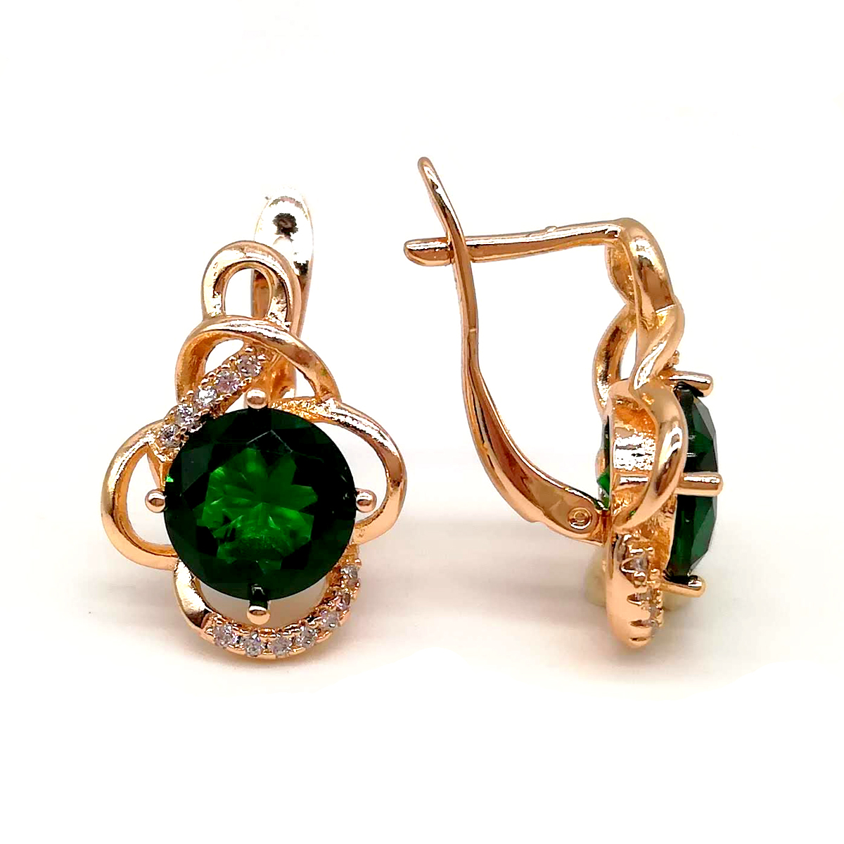 

Серьги Xuping из медицинского золота, зеленые фианиты, позолота 18K, 23941