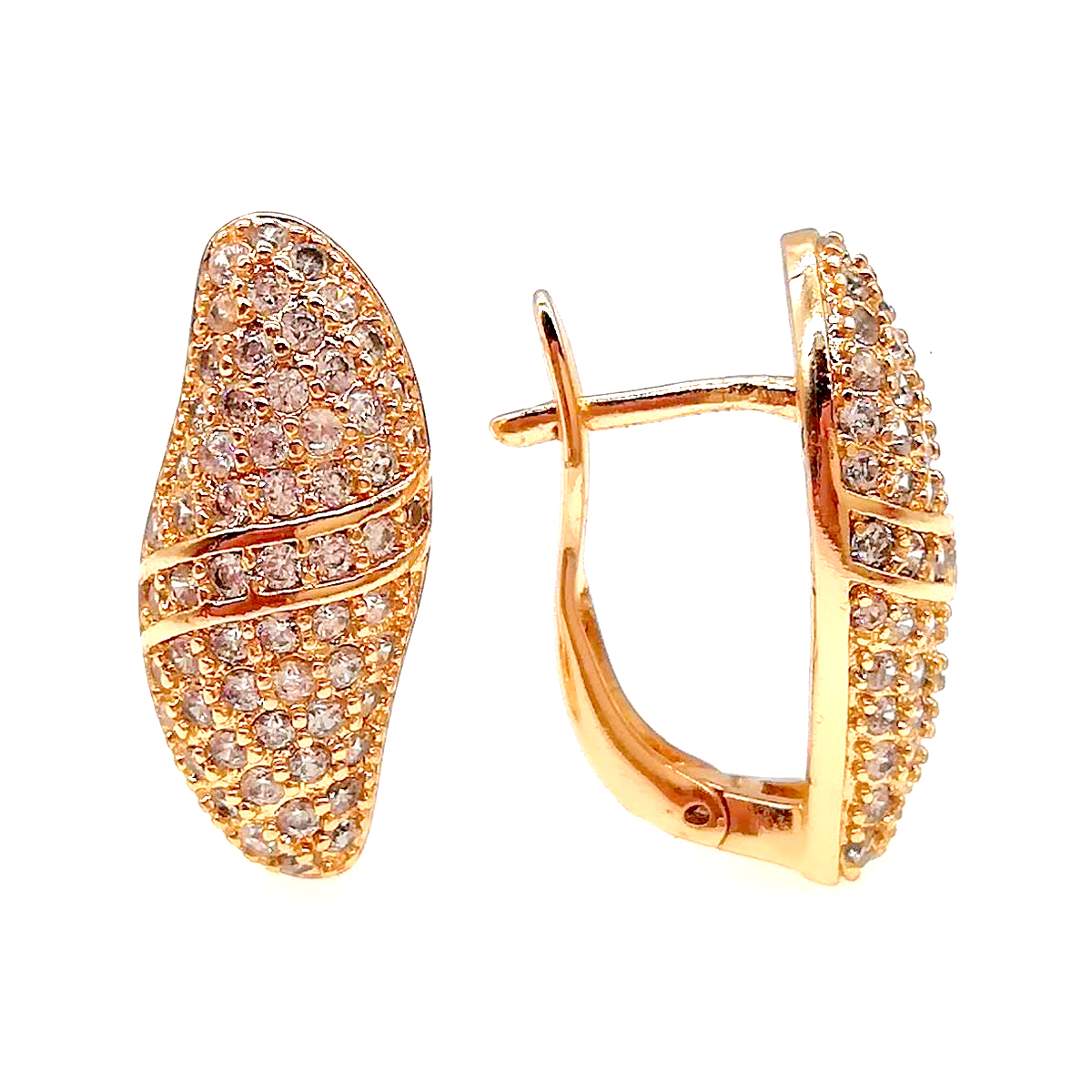 

Серьги Xuping из медицинского золота, белые фианиты, позолота 18К, 23490