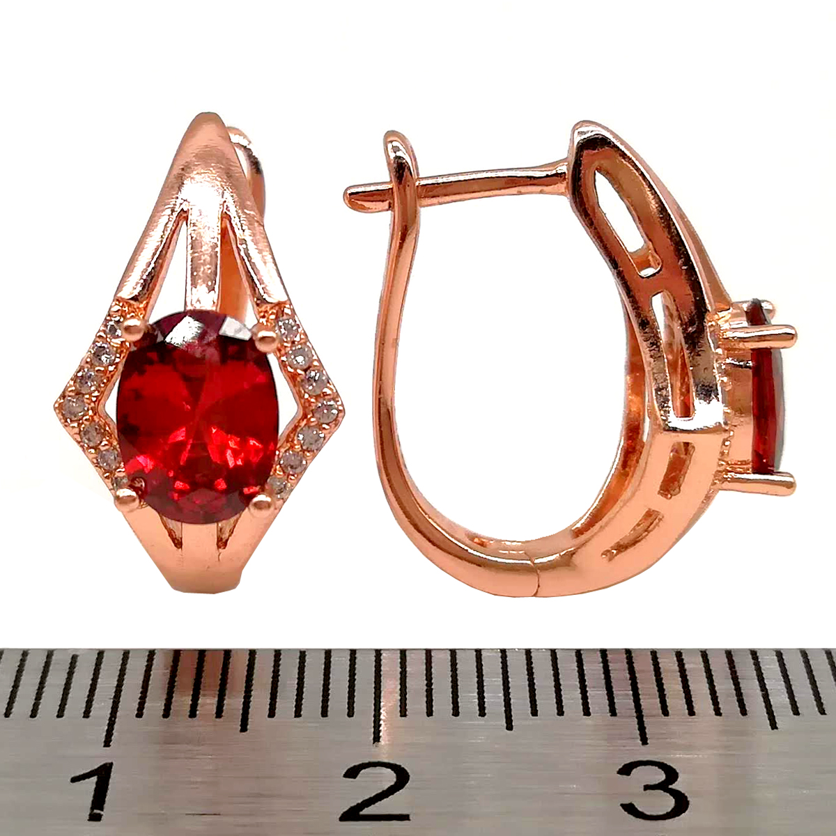 

Серьги Xuping из медицинского золота красные фианиты, позолота PO, 23682