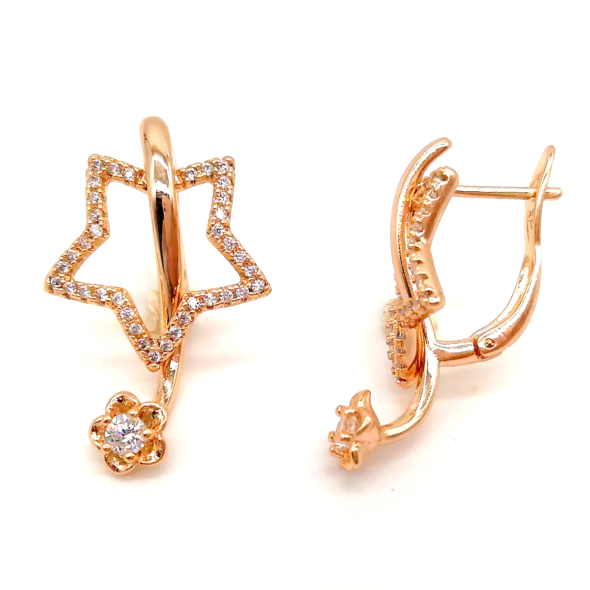 

Серьги Xuping из медицинского золота, белые фианиты, позолота 18К, 23499