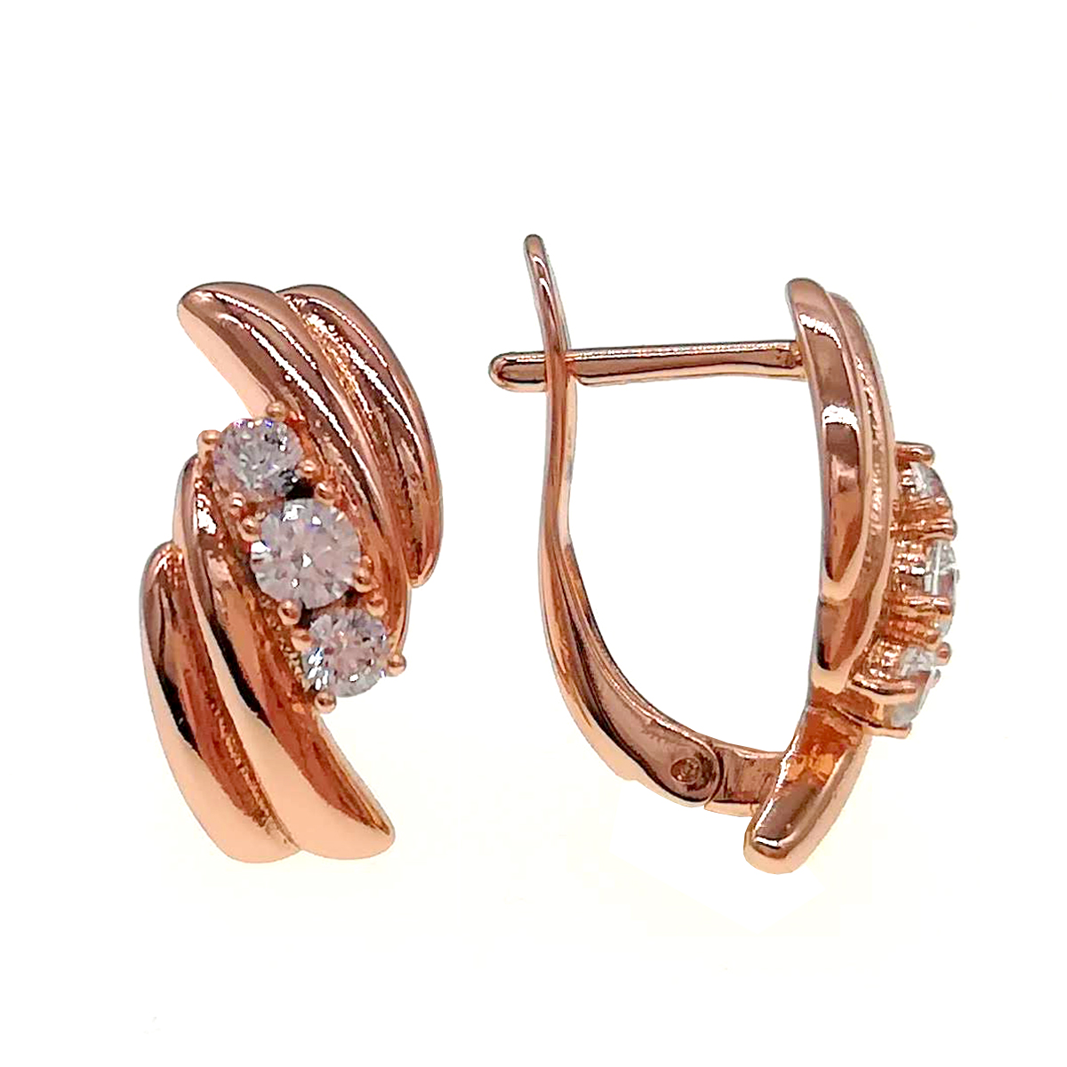 

Серьги Xuping из медицинского золота, в позолоте, белые фианиты, позолота PO, 24287