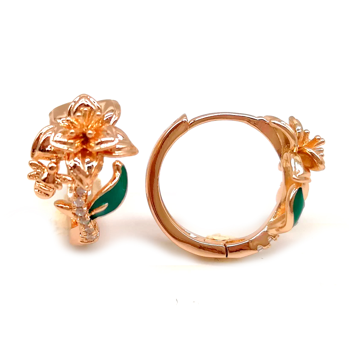 

Серьги Xuping из медицинского золота, зеленые фианиты, позолота 18К, 23957