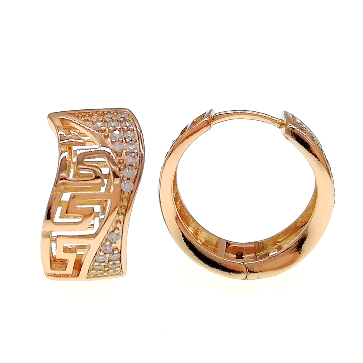 

Серьги Xuping из медицинского золота, белые фианиты, позолота 18К, 24270