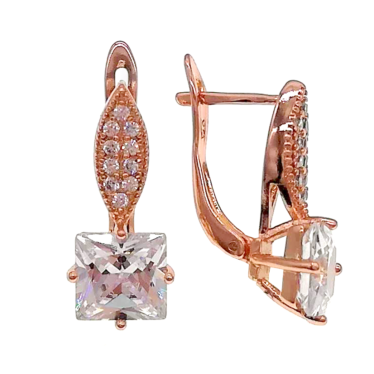 

Серьги Xuping из медицинского золота, белые фианиты, позолота PO, 24296