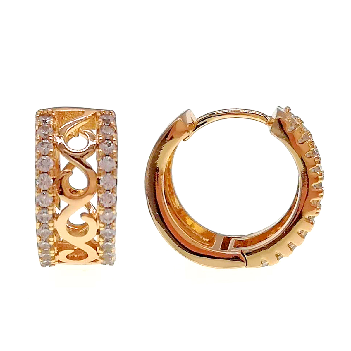 

Серьги Xuping из медицинского золота, белые фианиты, позолота 18К, 24253