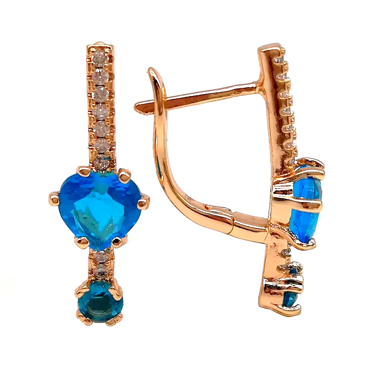 

Серьги Xuping из медицинского золота, голубые фианиты, позолота 18К, 23453