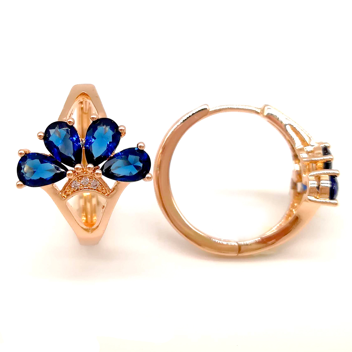 

Серьги Xuping из медицинского золота, синие фианиты, позолота 18К, 22768