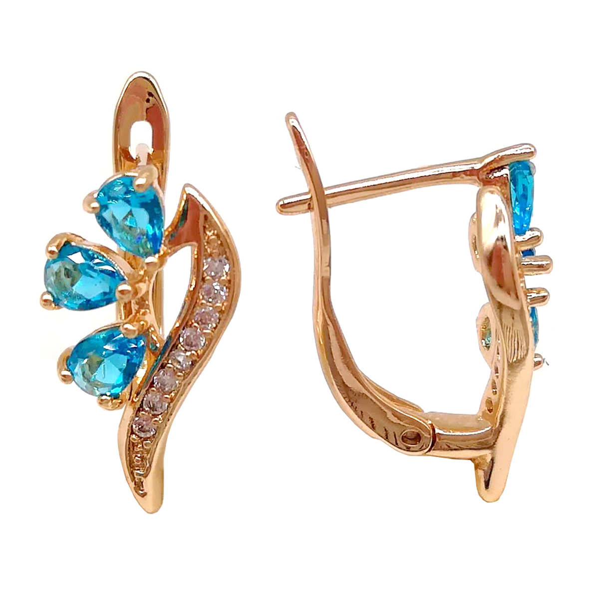 

Серьги Xuping из медицинского золота, голубые фианиты, позолота 18K, 23656