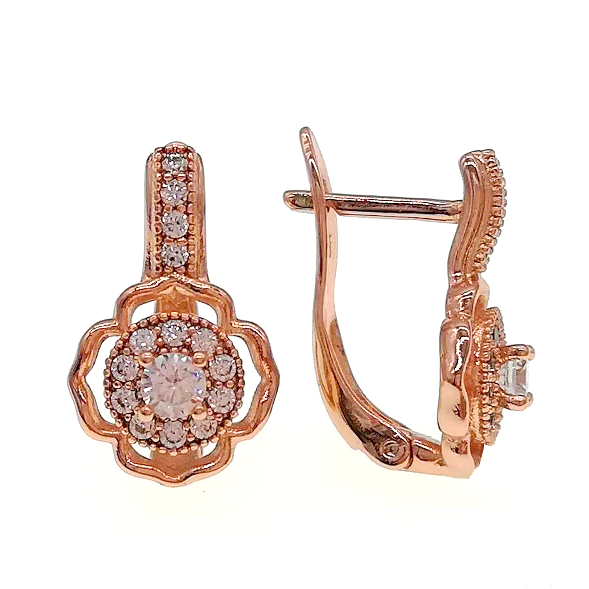 

Серьги Xuping из медицинского золота, белые фианиты, позолота PO, 24283