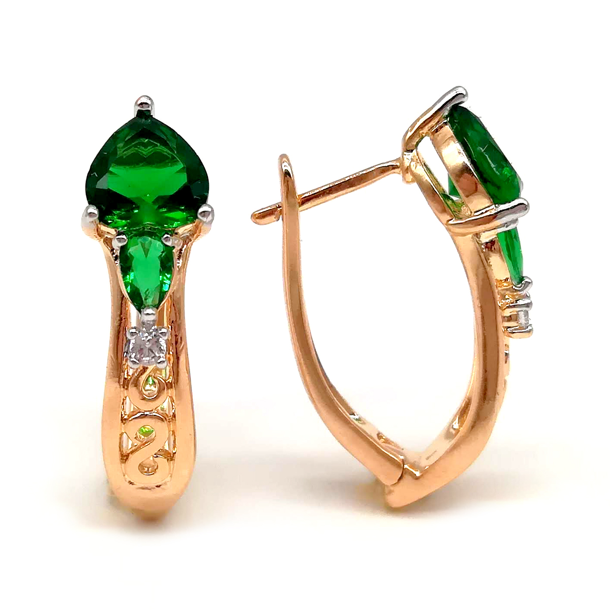 

Серьги Xuping из медицинского золота, зеленые фианиты, позолота 18K, 23667