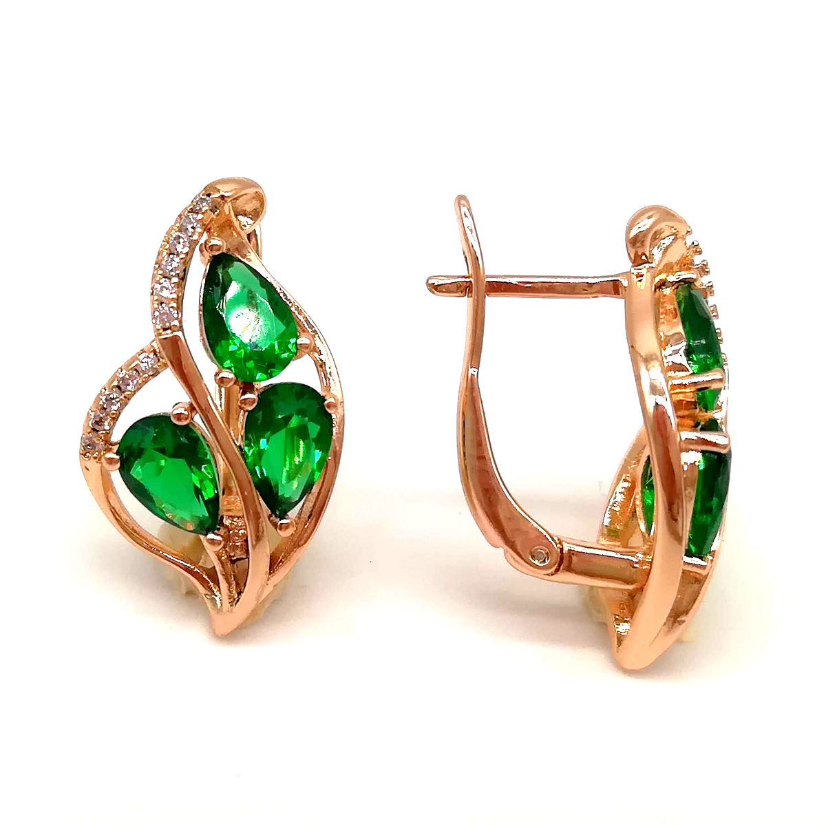 

Серьги Xuping из медицинского золота, зеленые фианиты, позолота 18K, 23470