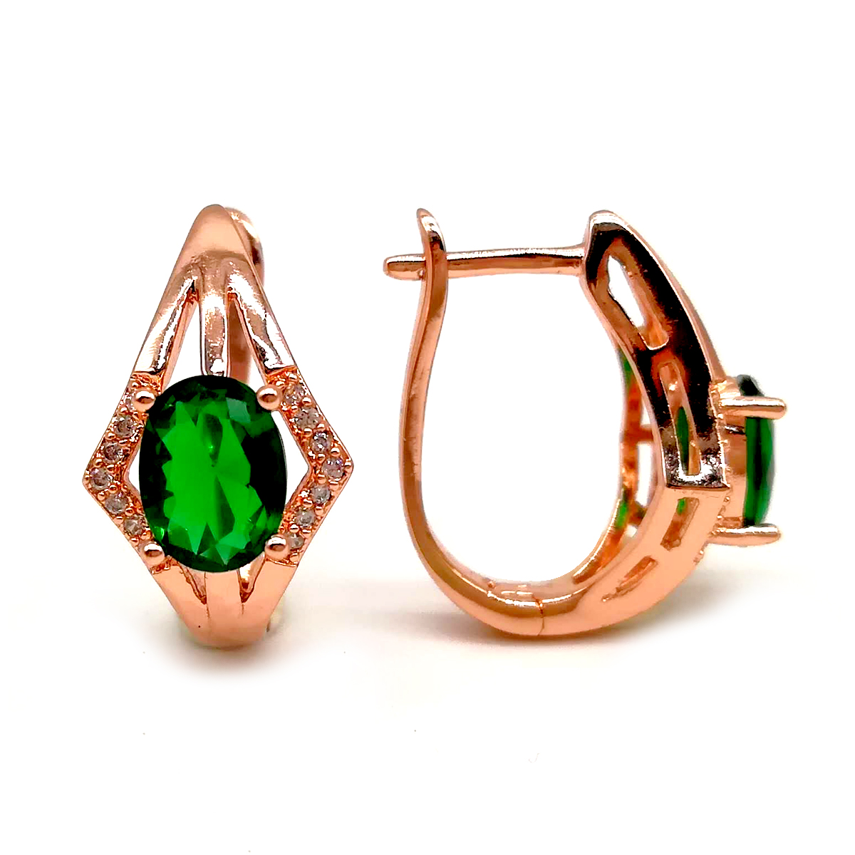 

Серьги Xuping из медицинского золота, зеленые фианиты, позолота PO, 23670