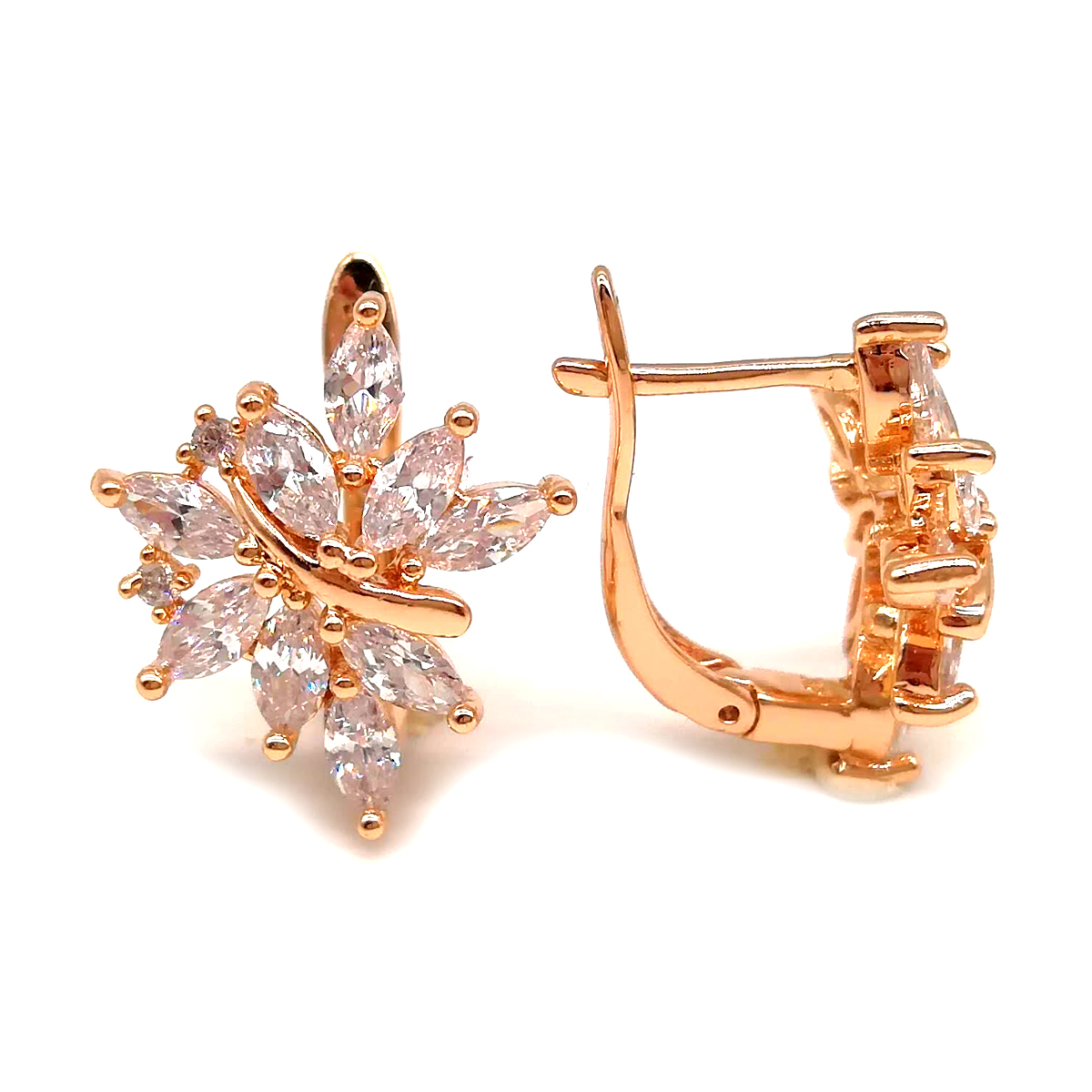 

Серьги Xuping из медицинского золота, белые фианиты, позолота 18К, 23497
