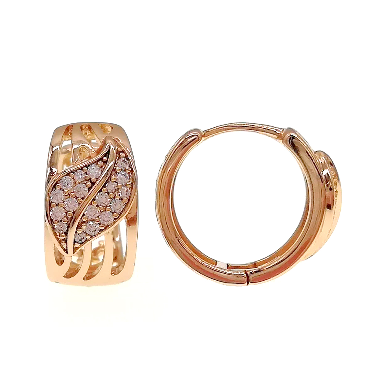 

Серьги Xuping из медицинского золота, белые фианиты, позолота 18К, 24273