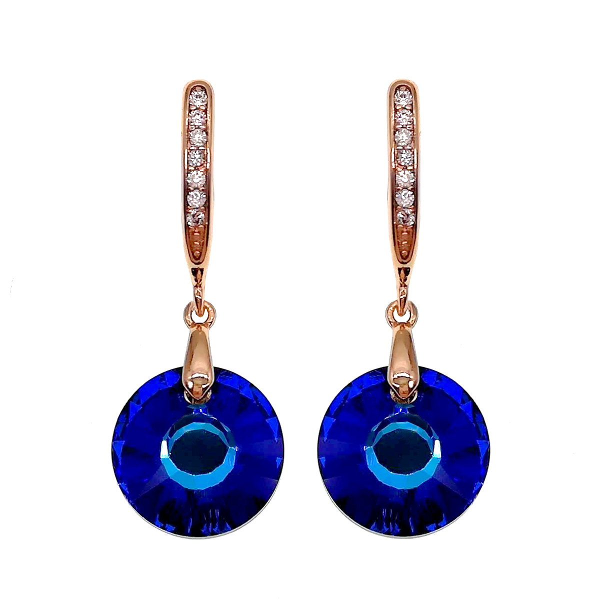 

Серьги Xuping из медицинского золота, кристаллы Swarovski синего цвета и белые фианиты, позолота 18K, 24478