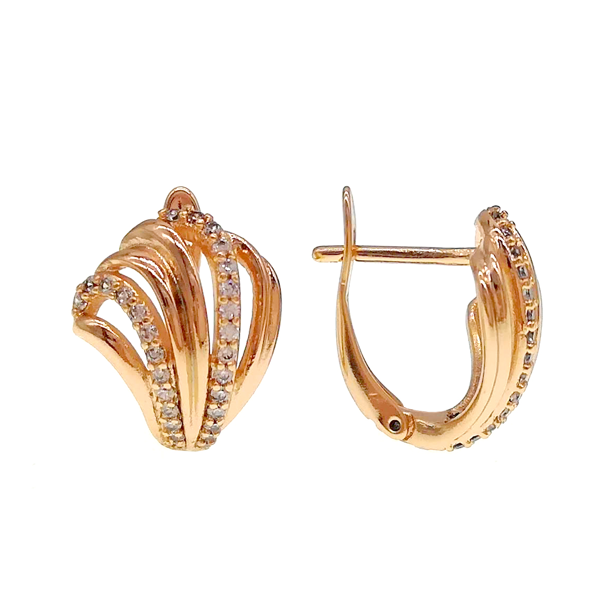 

Серьги Xuping из медицинского золота, белые фианиты, позолота 18K, 24540