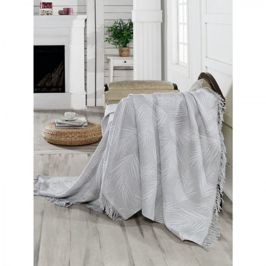 

Плед-накидка Eponj Home Buldan Keten - Palmiye 170*220 gri серый
