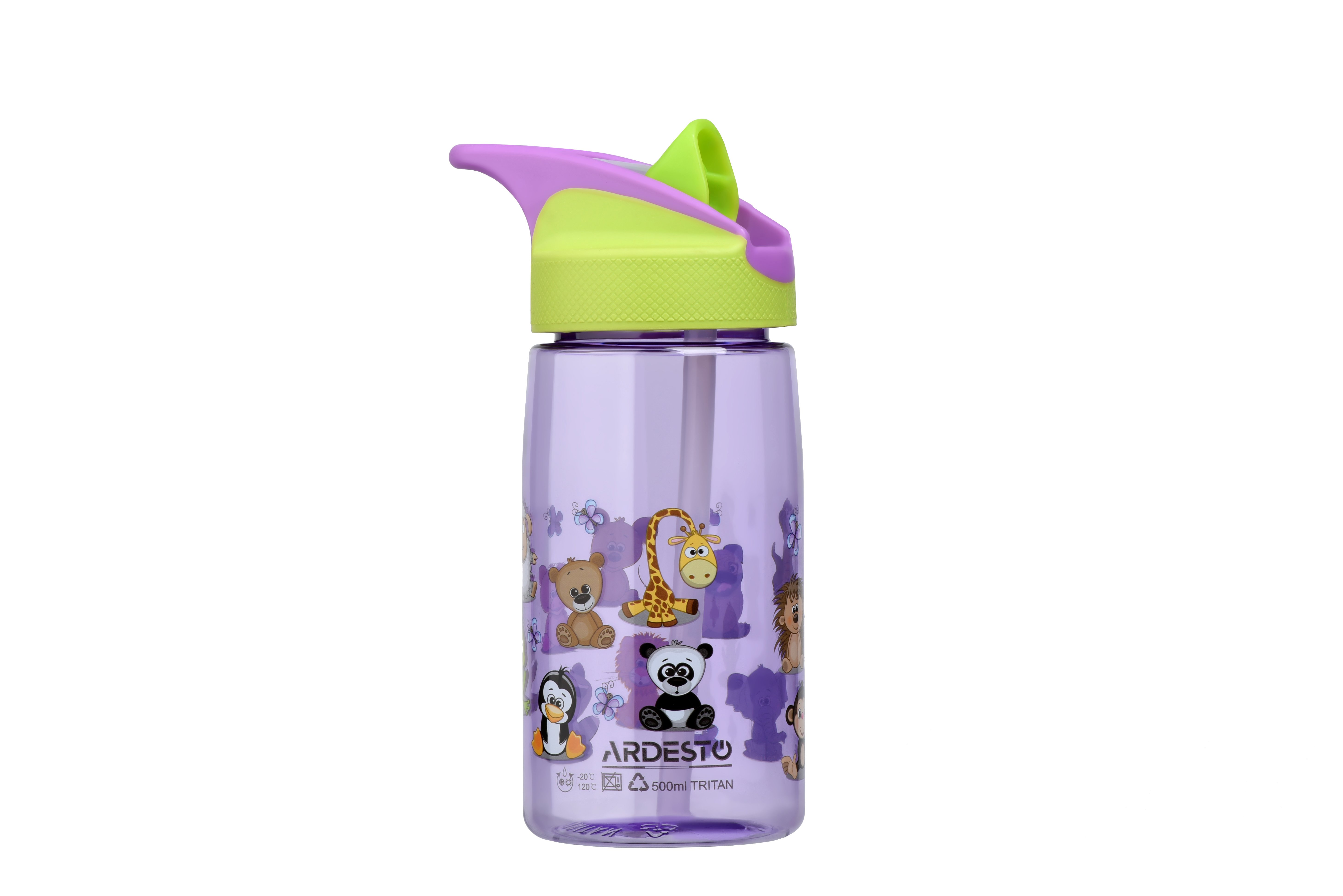 

Бутылка для воды Ardesto Funny Animals детская 500 мл,зеленая,тритан