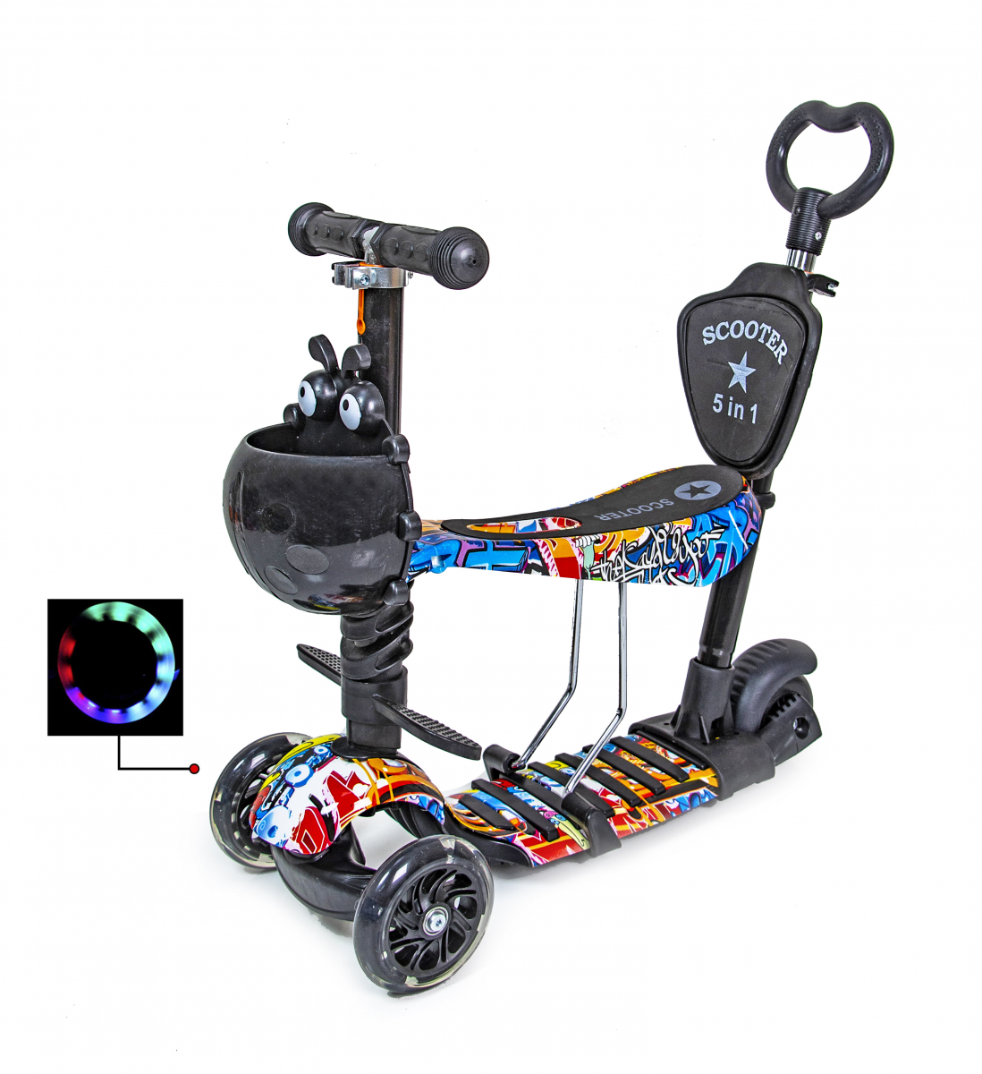 Детский самокат - трансформер 5 в 1 Scooter Print Inscription с ...